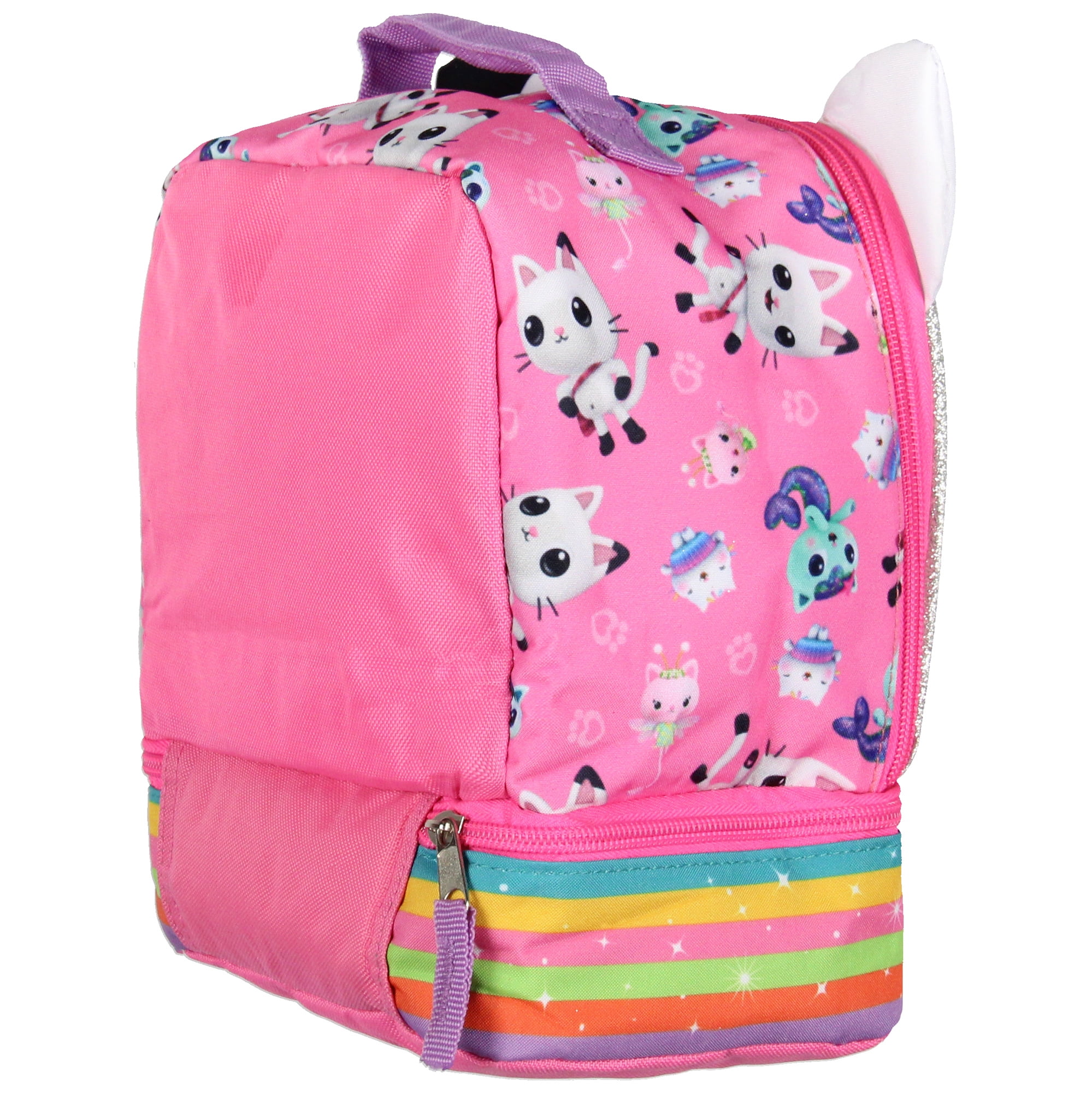 Gabby's Dollhouse Lunch Box 3D Gabby and Cats Dual-Compartment Insulated Lunch Bag Cooler 9"