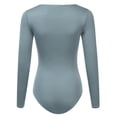 thumbnail image 3 of Doublju Women's Long Sleeve Round Neck Stretchy Bodysuit Tops (Plus Size Available), 3 of 5