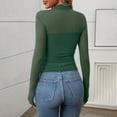 thumbnail image 5 of Gubotare Women's Sexy Sheer Long Sleeve Tops Crew Neck Mesh Ruched Going Out Shirts Blouse Date Night Outfits (Green,XL), 5 of 7