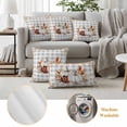 thumbnail image 6 of Grey Fall Outdoor Waterproof Pillow Covers, Thanksgiving Maple Leaf Harvest Botanical Plaid Decorative Square Throw Pillowcase Sofa Cushion Sham for Patio/Couch/Chair, 24"x24" 2 Pack, 6 of 8