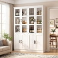 thumbnail image 6 of Homieasy Pantry Storage Cabinet, 79.7'' Tall Freestanding Kitchen Storage Cabinet with Glass Doors and Adjustable Shelves, Off-White, 6 of 7