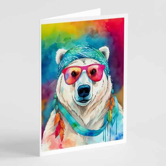 Hippie Animal Polar Bear Greeting Cards Pack of 8 7 in x 5 in