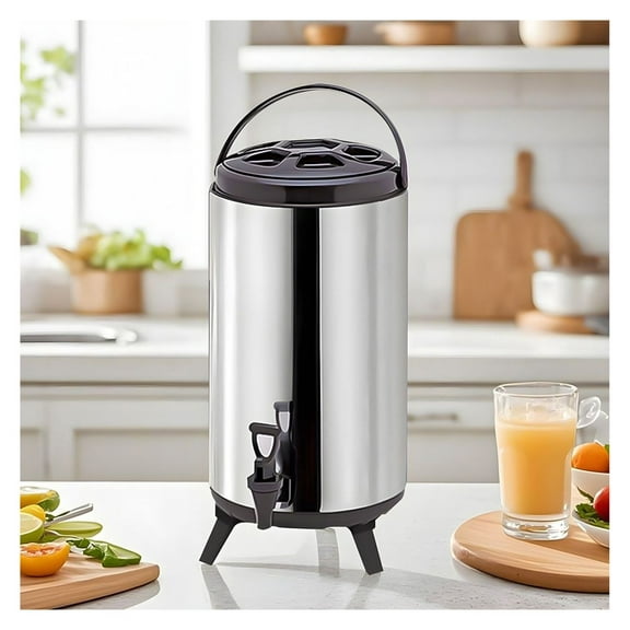SOGA 14L Insulated Beverage Dispenser - Stainless Steel Cold & Hot Pot for Coffee, Tea, Beer - Portable Drink Container with Tap