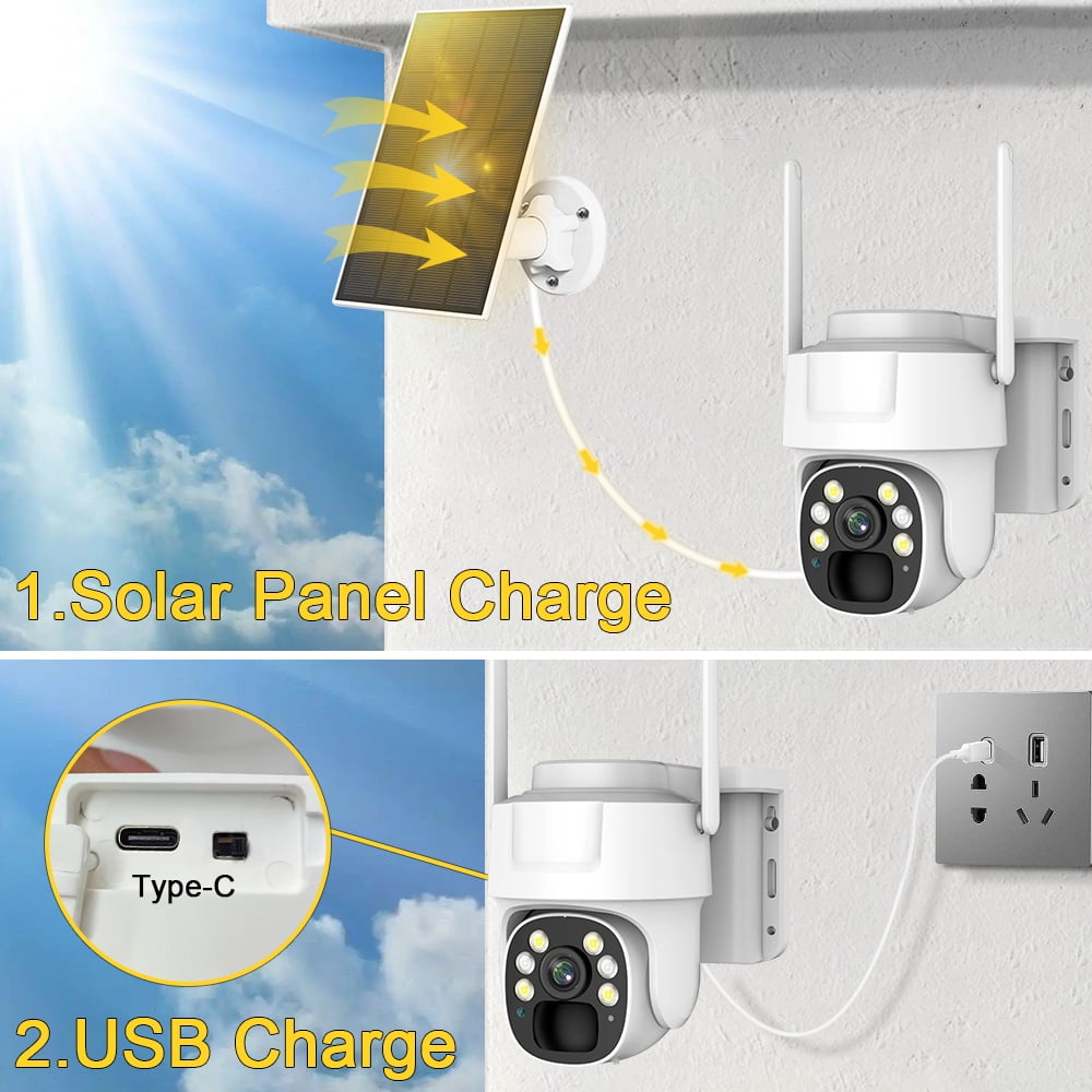 4G LTE Cellular Solar Security Cameras Wireless Outdoor,2K HD Night Vision,PIR Detection, Auto Tracking & Spotlight Alarm, 2-Way Audio,PTZ 360° No WiFi Security Camera
