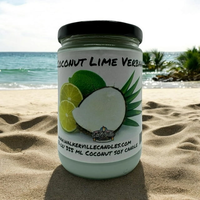 Coconut LimeVegan Coconut Soy 12 oz/ 355 ml Candle Hand-poured, Eco-friendly, Clean Burning, Fruity Floral Wood Wick