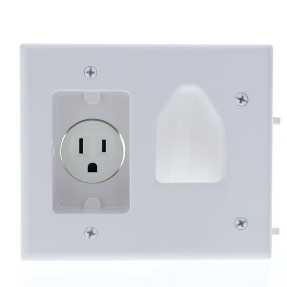 Eaton Wiring Devices 35MRW Cable Plate with Receptacle, 2 -Gang, White