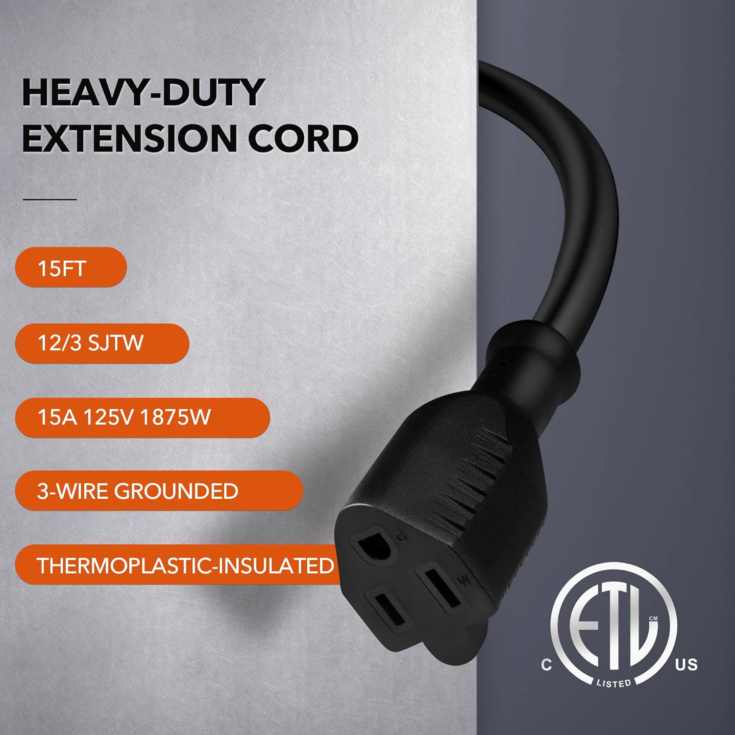 BN-LINK 15 Ft Outdoor Heavy Duty Extension Cord photo 5