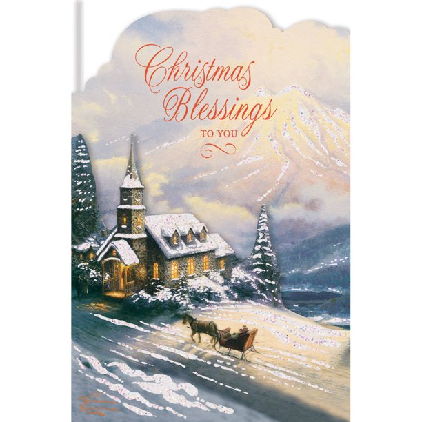 DaySpring Inspirational Boxed Christmas Cards, Thomas Kinkade Red Church, 24pk - Walmart.com