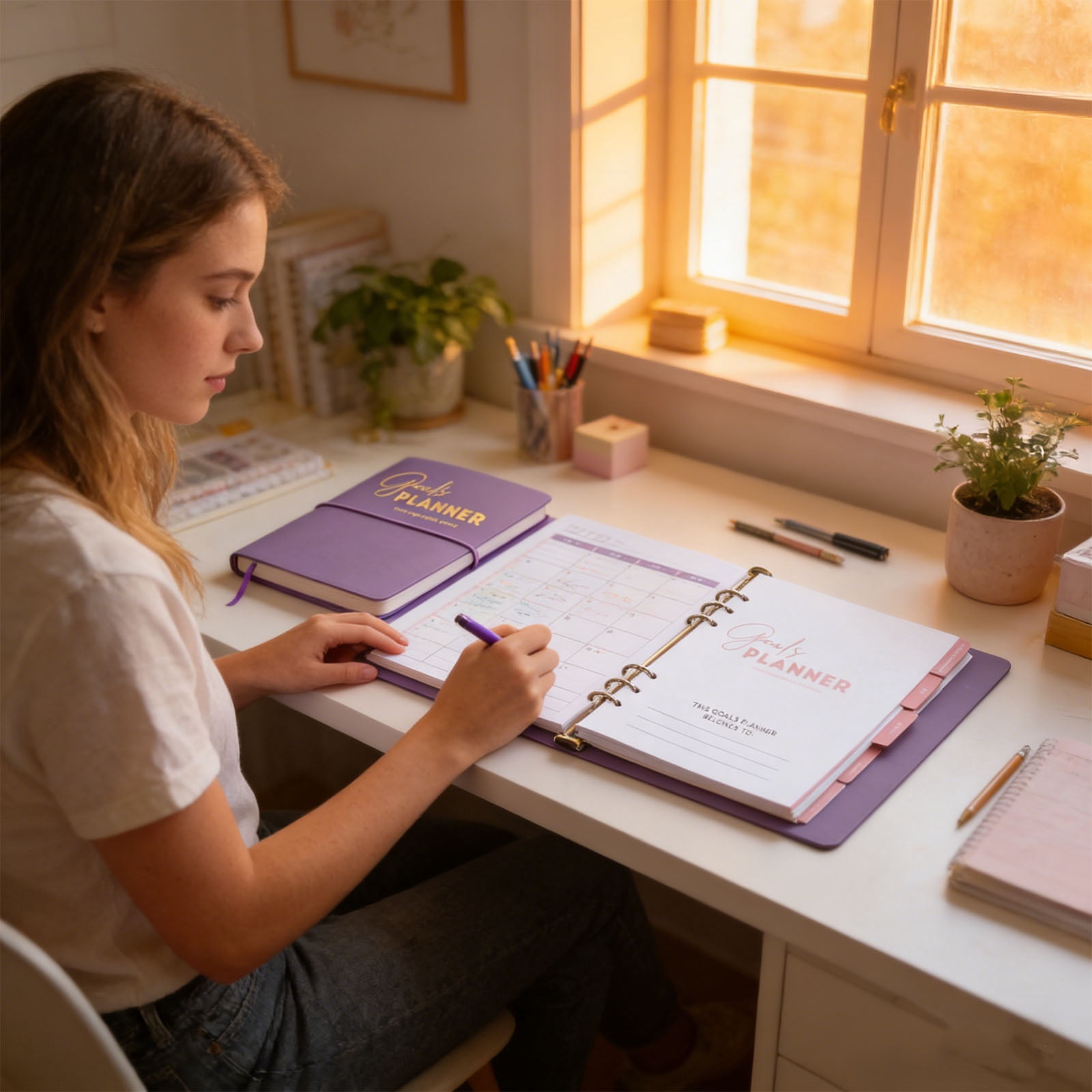 Stylish 2026 Desk Calendar Planner With Laminated Tabs And Spacious Layout For Efficient Scheduling