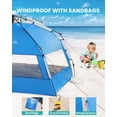 thumbnail image 3 of OutdoorMaster Beach Tent with Blackout Shelter Technology, Portable Sun Shade Shelter 4 Person, Pop Up Beach Tents with UPF 50+ UV Protection, 9.5mm Thick Pole, 3 Ventilating Mesh Windows, 3 of 10