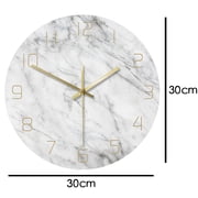 Quartz Analog Quiet Marble Wall Clock 3D Chic White Marble Print Modern Round Wall Watch Nordic Creativity Home Decor