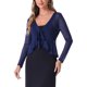 thumbnail image 1 of INSPIRE CHIC Chaqueta de malla con volantes de manga larga casual para mujer, con lazo, talla XL, azul oscuro, 1 of 6