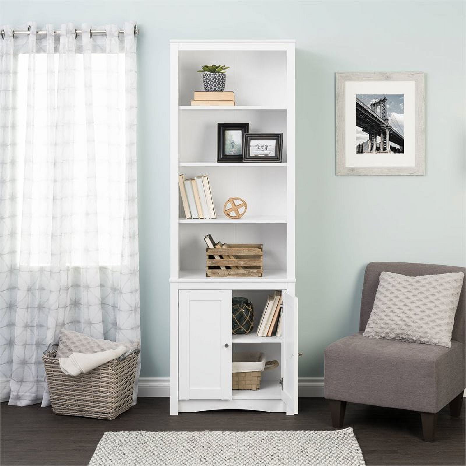 Prepac Bookcase Prepac Tall Bookcase with 2 Shaker Doors, White India | Ubuy