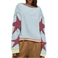 thumbnail image 2 of utcoco Star Patches Crew Neck Long Sleeve Sweatshirt for Women, 2 of 4