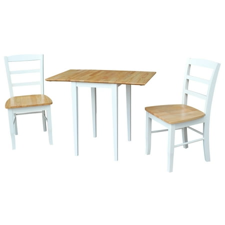 Small Dual Drop Leaf Table And 2 Madrid Chairs In White Natural Set Of 3