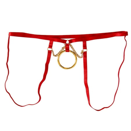 Midwennn Men s Solid Color Sexy Underwear Chain Ring Hollow Underwear Thong Sexy Body Stockings Lingerie