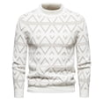 thumbnail image 4 of LOVZFMLL Sweaters for Men, Solid Color Acrylic Crew Neck Ribbed Pullover, Casual Everyday Stretchy, Warm Winter Tops, Fall Clothes, 4 of 7