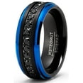 thumbnail image 2 of Metal Masters Men Tungsten Two-Tone Wedding Band Black Blue Eternity Ring Cz Comfort-Fit 8mm, 2 of 5