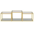thumbnail image 3 of Table de Basse Multi-Niveaux Contemporaine en Métal et Verre, Jeu de 3 - Or, 3 of 7