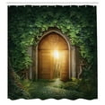thumbnail image 2 of Ambesonne Green Shower Curtain, Mystic Vivid Sun Beams, 69"Wx84"L, Green and Brown, 2 of 4