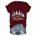 thumbnail image 5 of larppty Christmas Shirts for Women Christmas Tree Printed Tshirts Short Sleeve Round Neck Tops (Wine, 3XL), 5 of 6