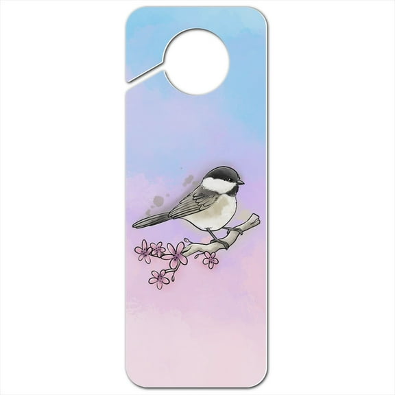 Black-capped Chickadee Watercolor Northeastern Bird Plastic Door Knob Hanger Sign