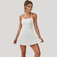 thumbnail image 3 of Women's Activewear Tennis Dress with Spaghetti Straps and A-Line Skirt Design - Medium, White, 3 of 7