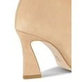 thumbnail image 4 of Schutz Maryana Stack Flare Honey Beige Leather Pointed Toe Mid Heel Calf Boots (Wood, 11), 4 of 5