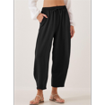 thumbnail image 6 of Women'S Summer High Waisted Baggy Pants Casual Ankle Length Trouser Slacks with Pockets Black S, 6 of 7