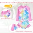 thumbnail image 3 of Girls 3-Piece Swimsuit Kids Bathing Suits Tankini Set Long Sleeve Rash Guard Swimwear for Girls 3-10Y, 3 of 6
