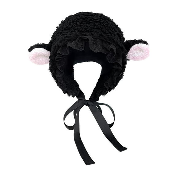Wanwan Fluffy Sheep Ear Decor Winter Hat - Solid Color - Adjustable Windproof Bucket Hat - Keep Warm and Cozy - Ideal for Students