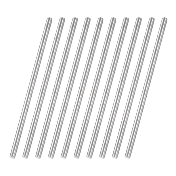 Uxcell 10 Pcs Varilla Redonda de Acero Inoxidable 304, Diámetro de 3/16", Longitud de 6" (150mm) Varillas Sólidas de Metal, Barra de Acero para Artesanías Modelos de Bricolaje Aviones Barcos Coches