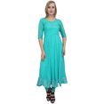 thumbnail image 5 of Bimba Women's Classy Long Designer Flared Aqua Anarkali Mirror Work Kurta-8, 5 of 5