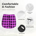 thumbnail image 4 of Balery Purple Black Buffalo Plaid Pantalones cortos deportivos para mujer con forro y dos bolsillos, elásticos, para entrenamiento, gimnasio, yoga-Medium, 4 of 7