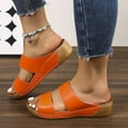 thumbnail image 6 of LOVZFMLL Sandals for Women 2025 Summer Two Straps Slip On Open Toe Comfort Walking Wedge Sandals Casual Outdoor Beach Vacation Shoes Orange 5.5, 6 of 7
