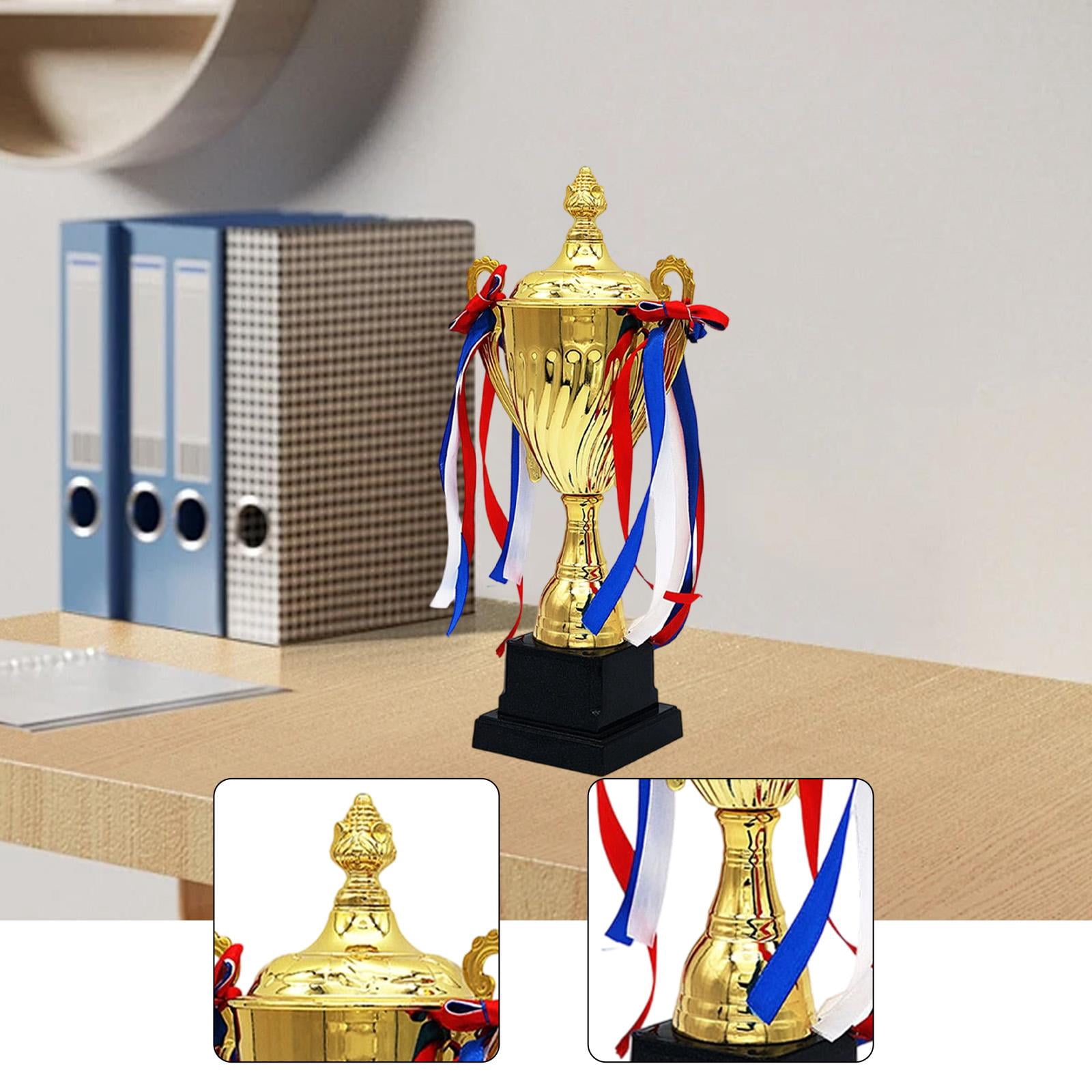 Award Trophy Soccer Cup Metal Ribbon Decor for Kids Adults School Sports Competition Ceremony