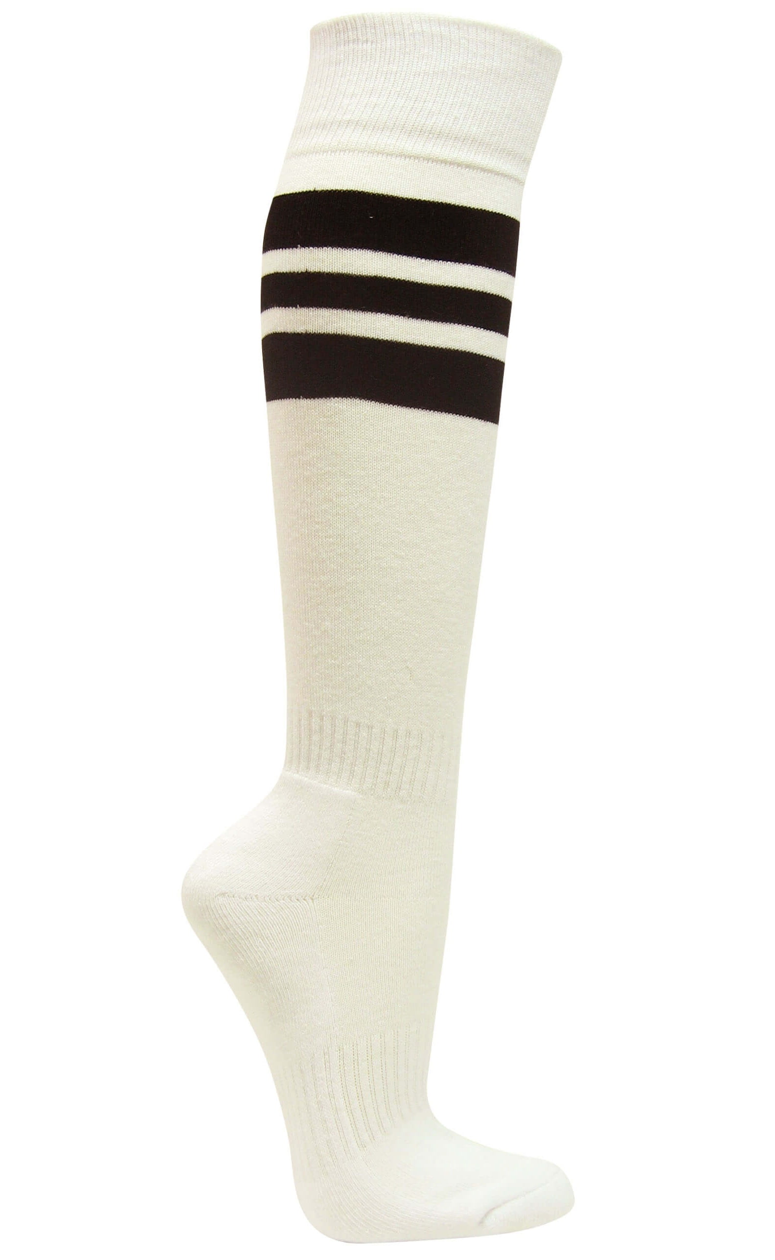 Couver White Triple Stripes Baseball Softball Athletic Tube Knee High