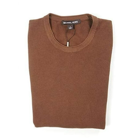 Michael Kors New Brown Copper Textured Knit Roll Crewneck Sweater Size L