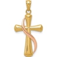 thumbnail image 1 of 14K Two-Tone Polished Cross With Drape Pendant (30 X 15) Made In United States c3815, 1 of 5