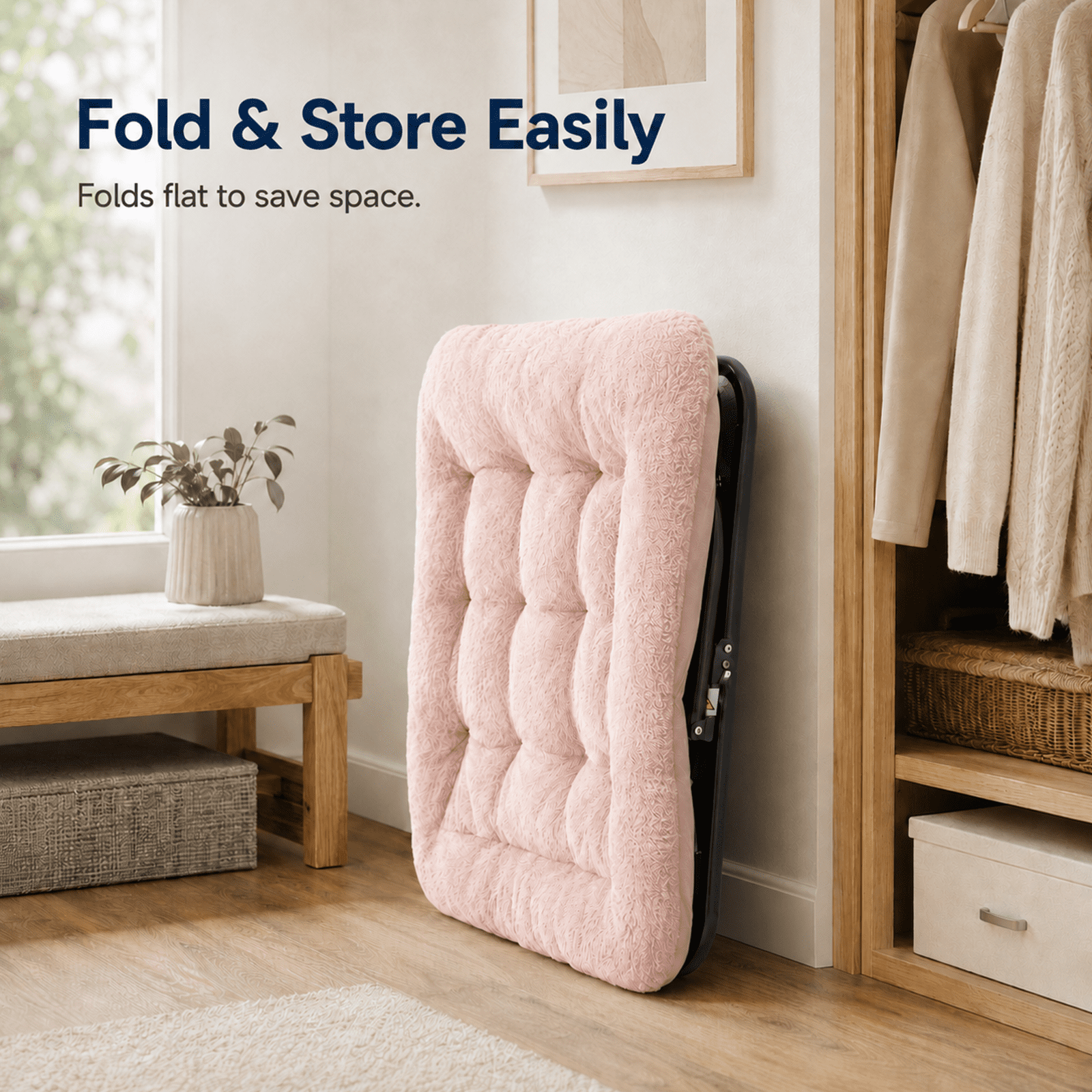 Alvantor Comfy Chair for Adults, Soft Faux Fur Folding Lounge, Flexible Reading Chair for Teens, Large Size Foldable Chair for Living Room Dorm Rooms