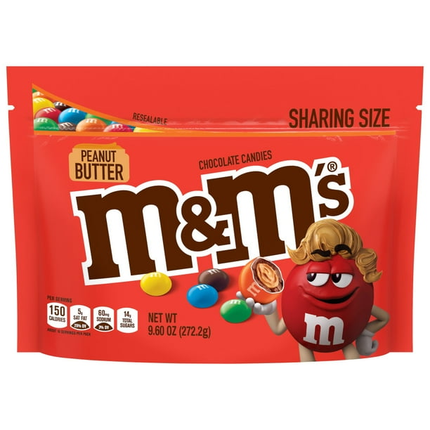 M&M'S Peanut Butter Chocolate Candy Sharing Size Bag, 9.6 oz