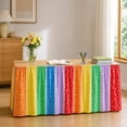 thumbnail image 4 of Rainbow Striped Table Skirt, Wrinkle Resistant Decorative Table Skirt with Ruffle Header, Colorful Table Cover, for Party, Banquet, Home Decor, 4 of 5