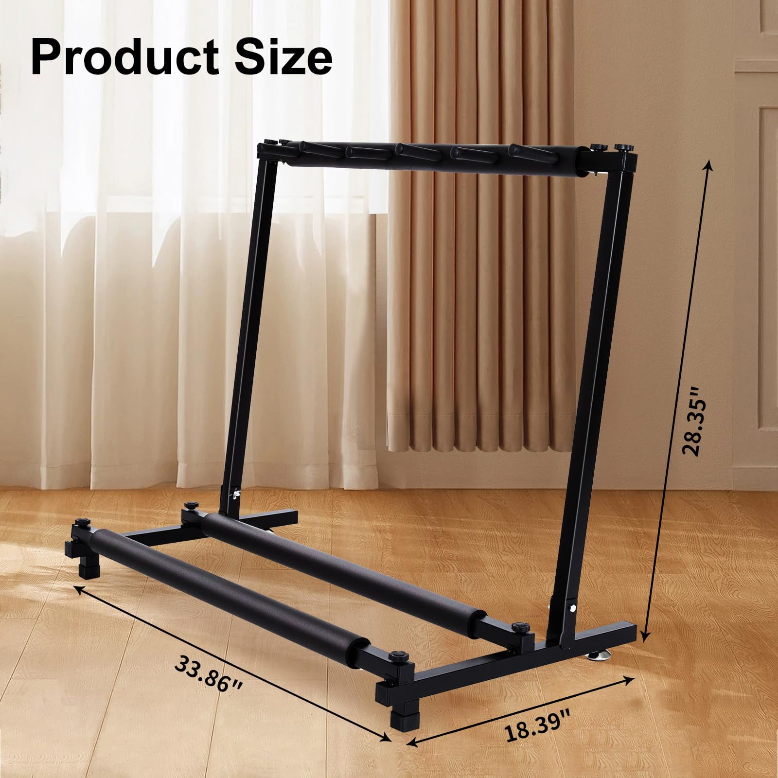 AODSK 5-Holder Multi Guitar Stand – Heavy Duty Metal Foldable Rack for Acoustic, Electric & Bass Guitars, Black