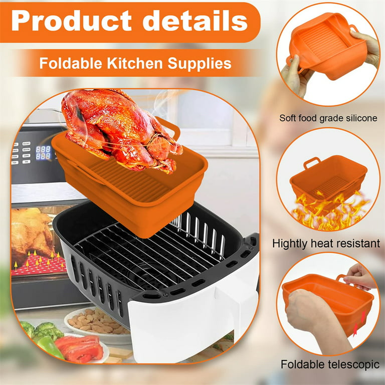 Silicone Air Fryer Liners Foldable Oven Grill Pan Easy To Clean Kitchen  Supplies