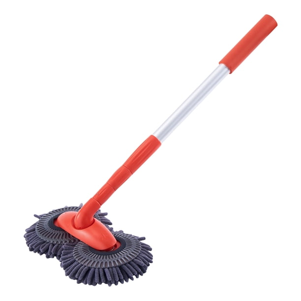 Fregona giratoria para lavado de coches con cepillo suave retráctil,fregona de limpieza Chenier de doble cabezal para limpieza de coches