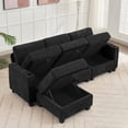 thumbnail image 2 of JUSTLET Sectional Sofa with Storage, L Shaped Modular Sofa Couch with Storage Seats and Arms, 3-Seater Chenille Fabric Couch with Cup Holders for Living Room Office Apartment Small Space, Black, 2 of 7