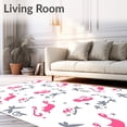 thumbnail image 2 of ODIKA 3'x5' Machine Washable Non-Slip Area Rug, Santa Sleigh Vintage Lettering Interlocking Starburst Design High Traffic Rug with Pad, Pink, 736014, 2 of 8