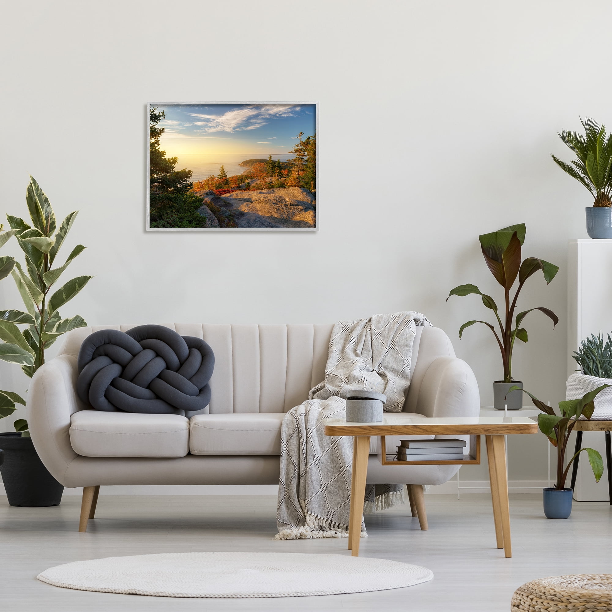 Stupell Coastal Cliffs Rocky Ocean Landscape Photography Gray Framed Art Print Wall Art