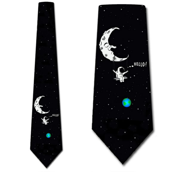 Space Ties Mens Astronaut Moon Necktie by Three Rooker