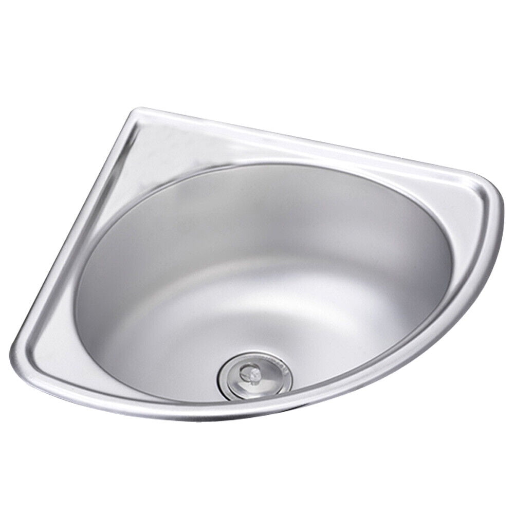 Corner Narrow Single Bowl Stainless Steel Sink - Triangular Hand Basin for RV, Kitchen & Bathroom